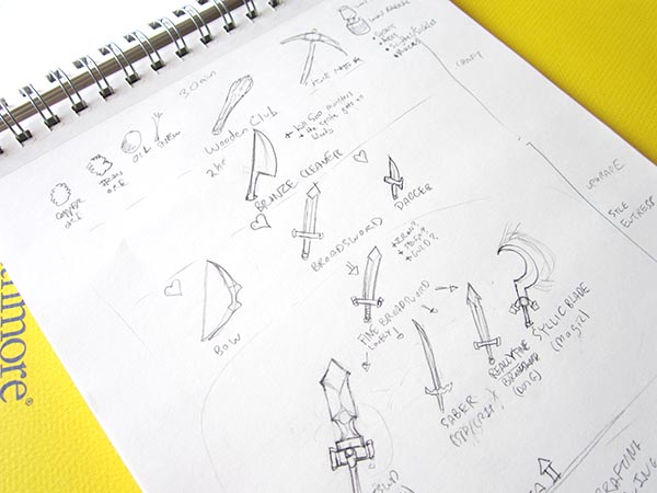 Some sketches for the weapon progression